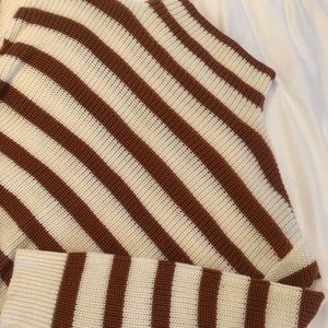 PAPER CROWN rust and cream striped sweater.